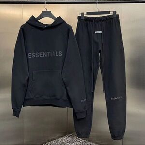 Essentials tracksuit men’s black stretch limo, 100%authentic message for receipt